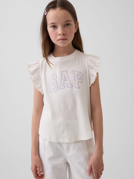 GAP Ruffle Sleeve Logo Tee – Детска маица