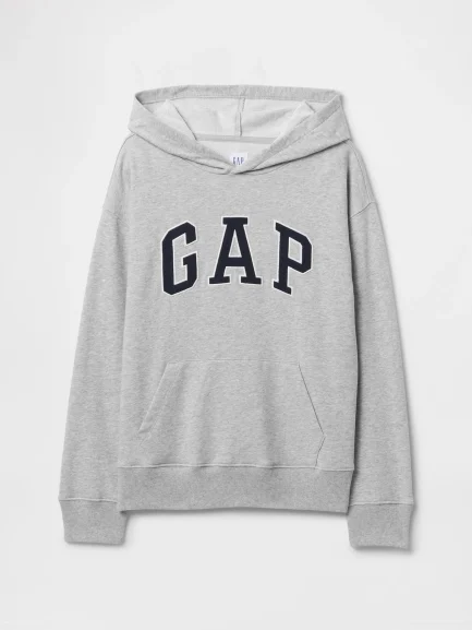 Детски дуксер со качулка и лого – Light Heather Grey