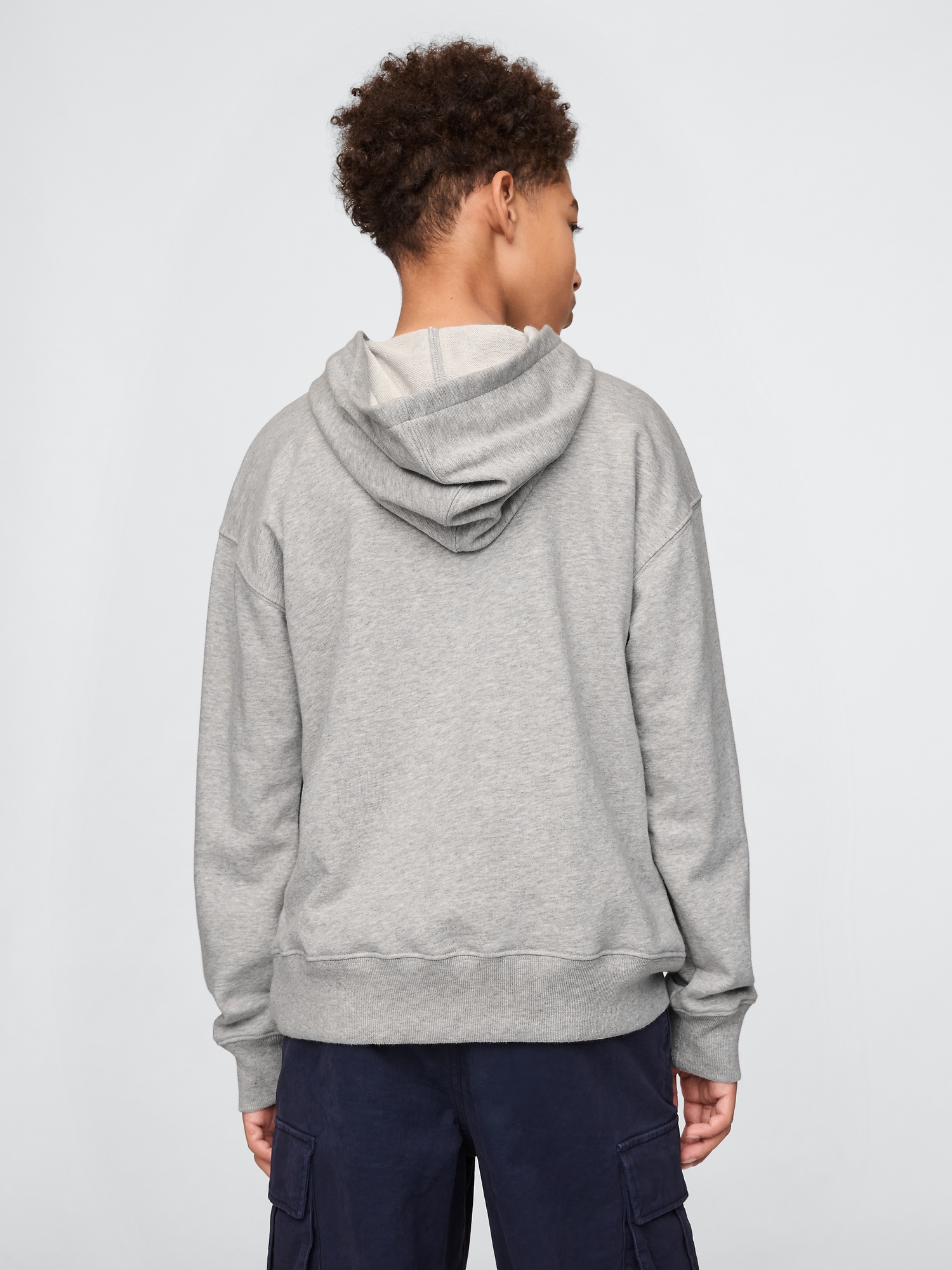Детски дуксер со качулка и лого – Light Heather Grey