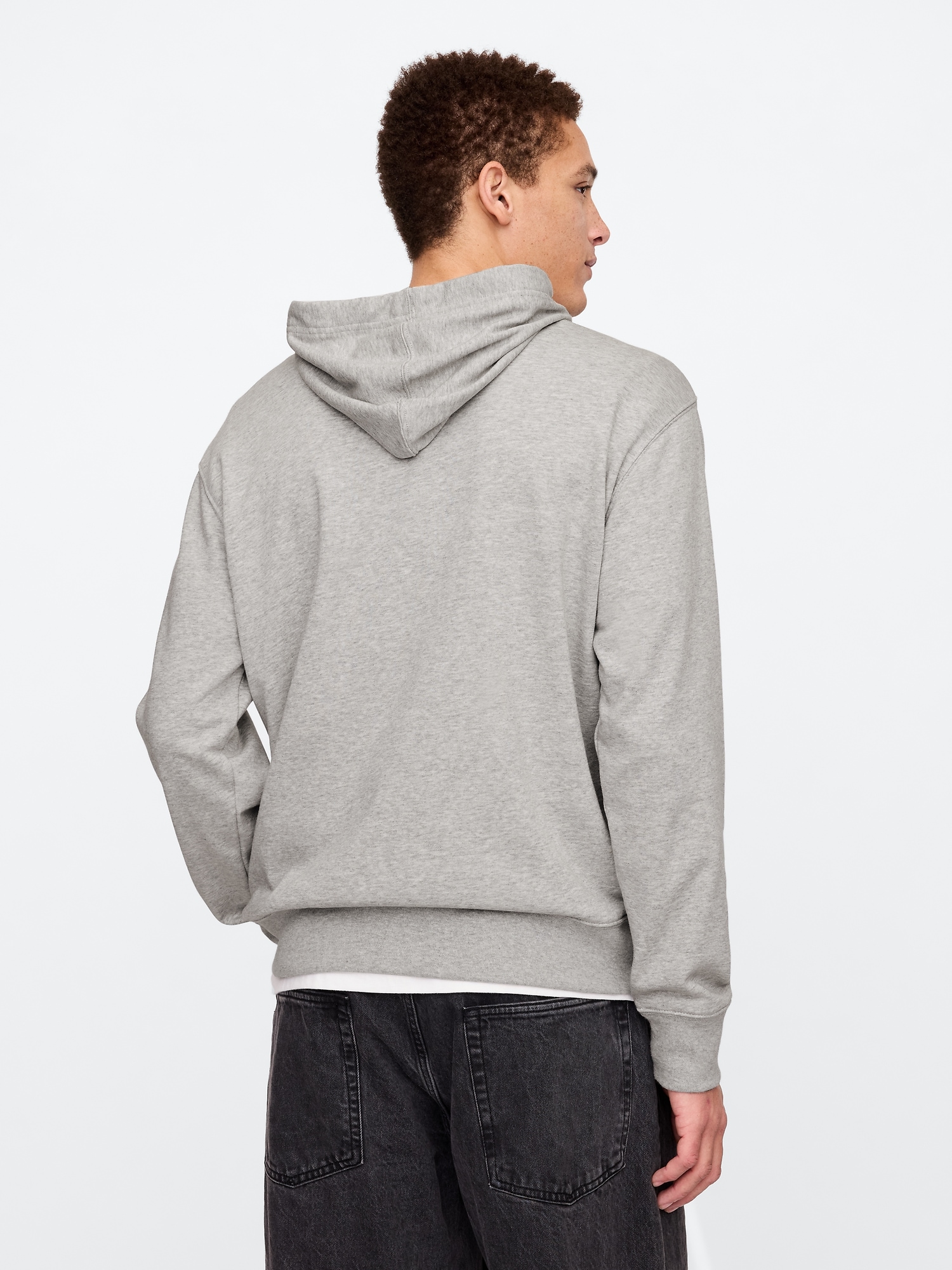 Машки дуксер со качулка и лого – Light Heather Grey