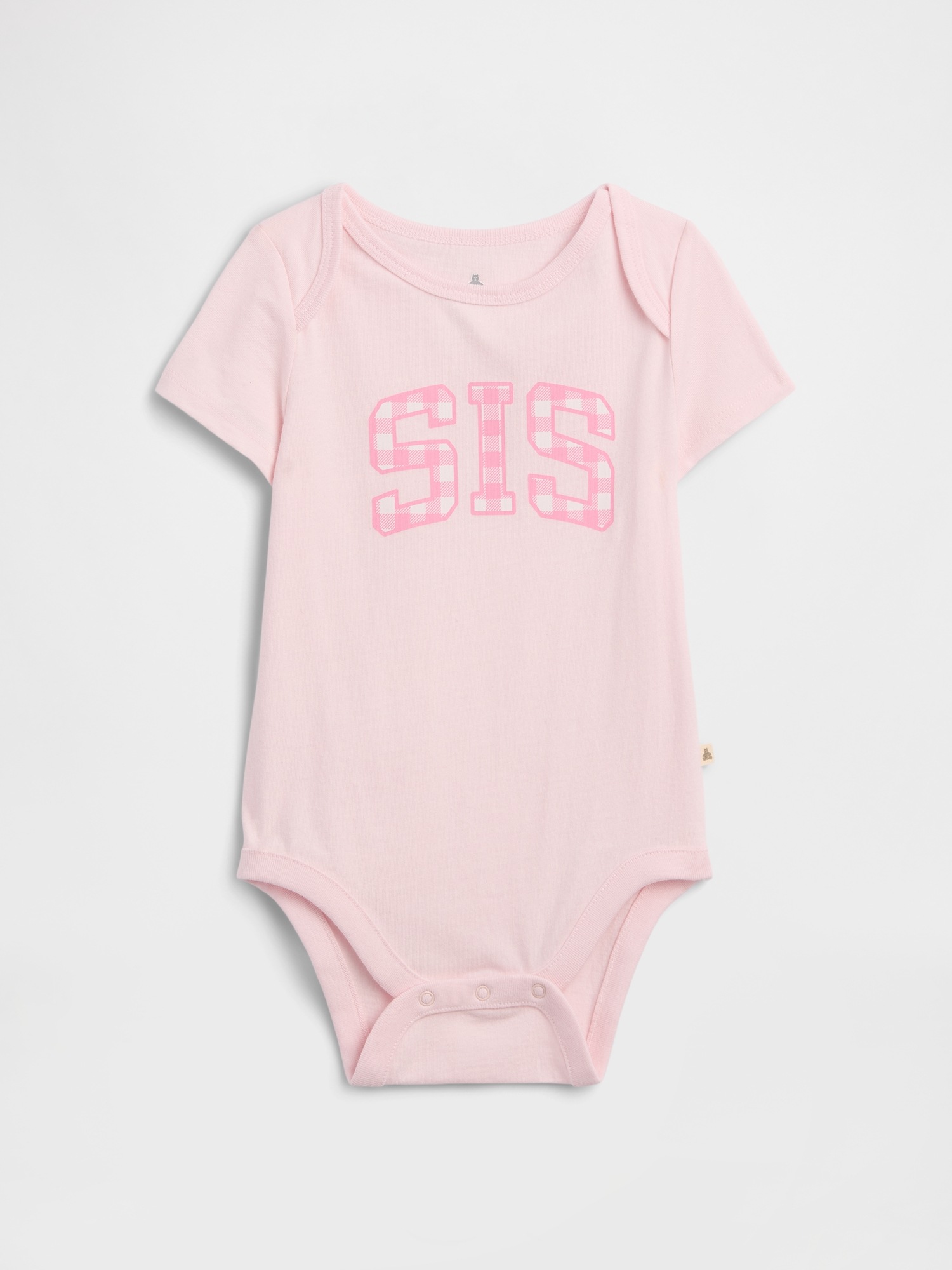 Бебешко боди со кратки ракави – Pink Gingham