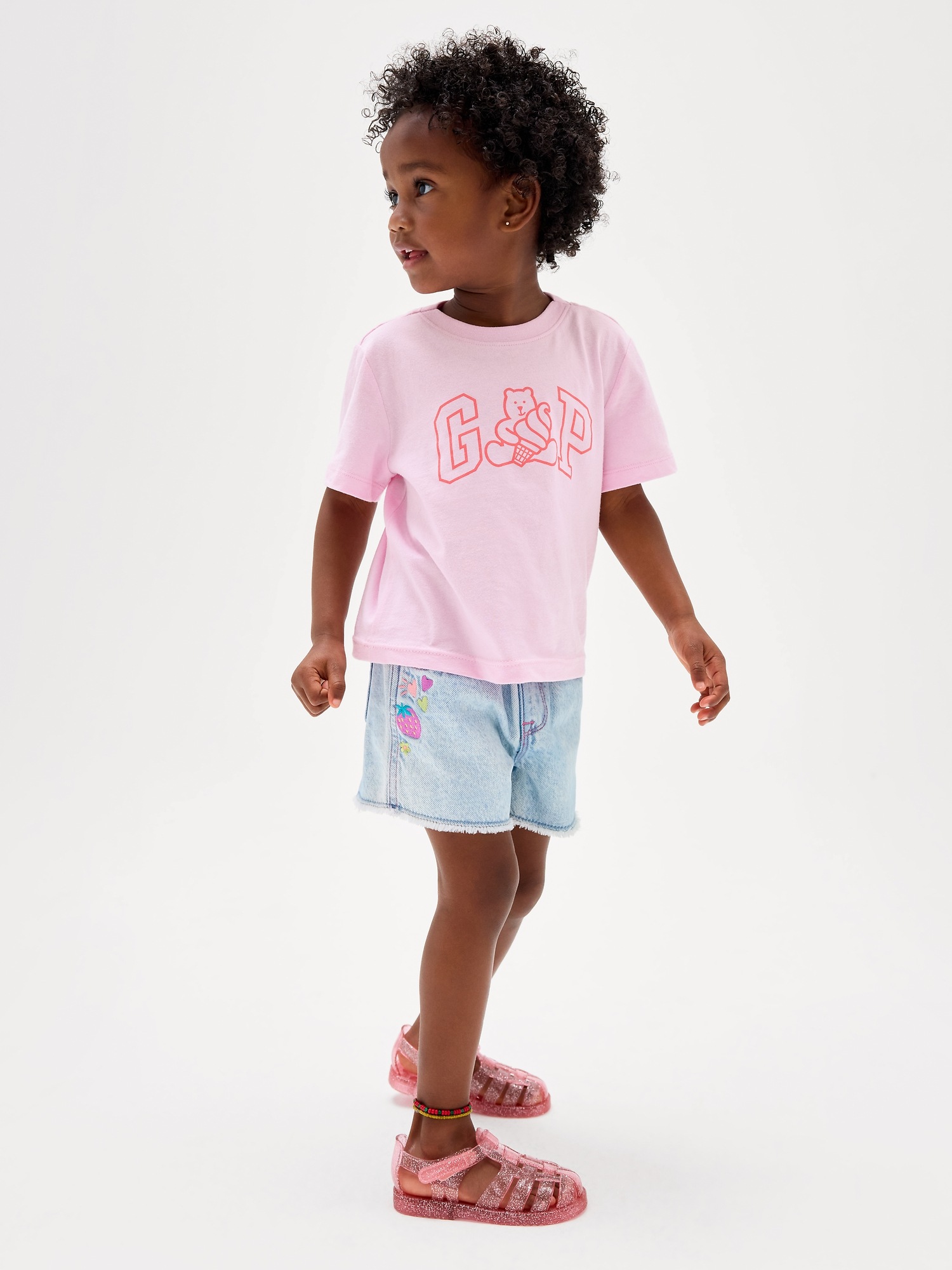 Детска маичка Brannan Bear со лого – Primrose Pink